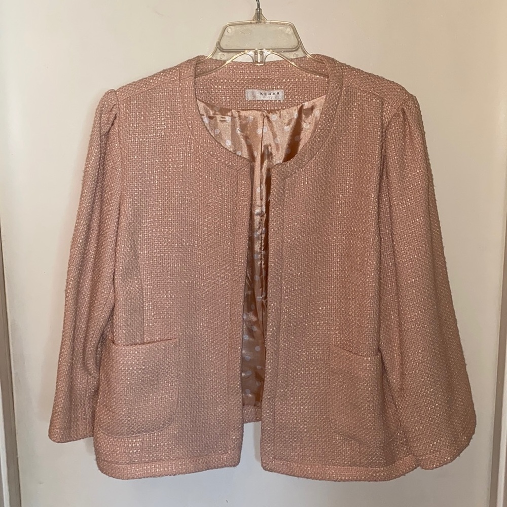 Kenar women’s peach color tweed blazer